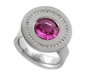 Business/Day Wear 2nd Place: pink sapphire and diamond palladium ring by Michele Mercaldo Business/Day Wear 2nd Place: pink sapphire and diamond palladium ring by Michele Mercaldo
